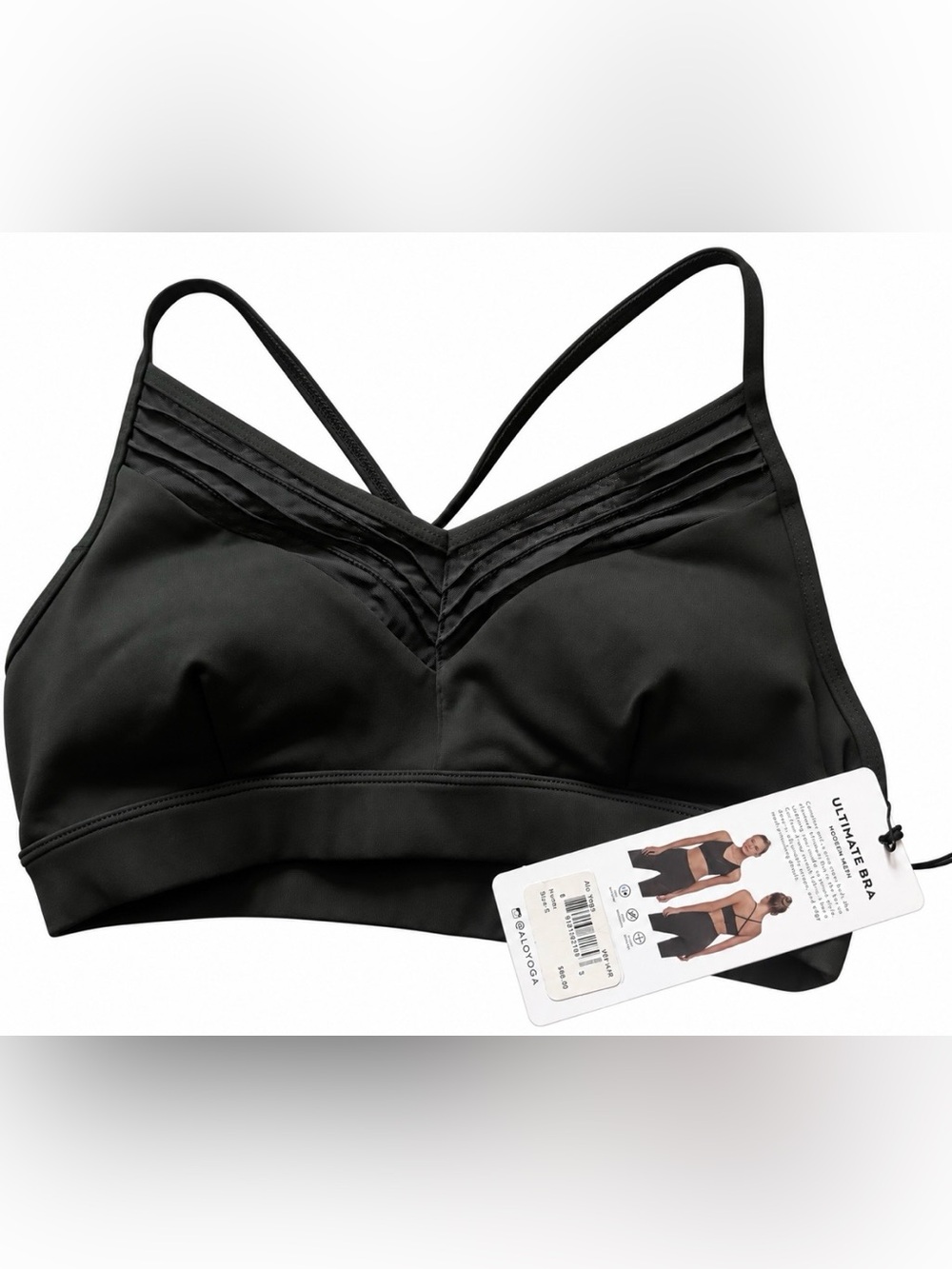 NWT ALO Yoga Ultimate Bra w Pads Hunter Green size S Modern Mesh Gym Run Workout